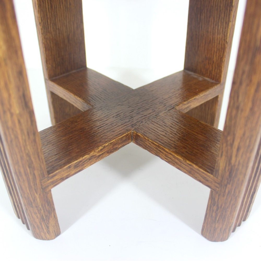 Vintage Oak Wood Octagonal Stool or Plant Stand - Picture 4 of 14